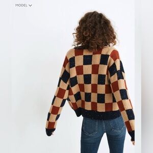 Madewell Checkered Colburne Cardigan Sweater in Coziest Textured Yarn